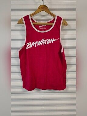 Baywatch Malibu Beach Patrol Mens L Tank Top Red Ringer Beach Official TV Show